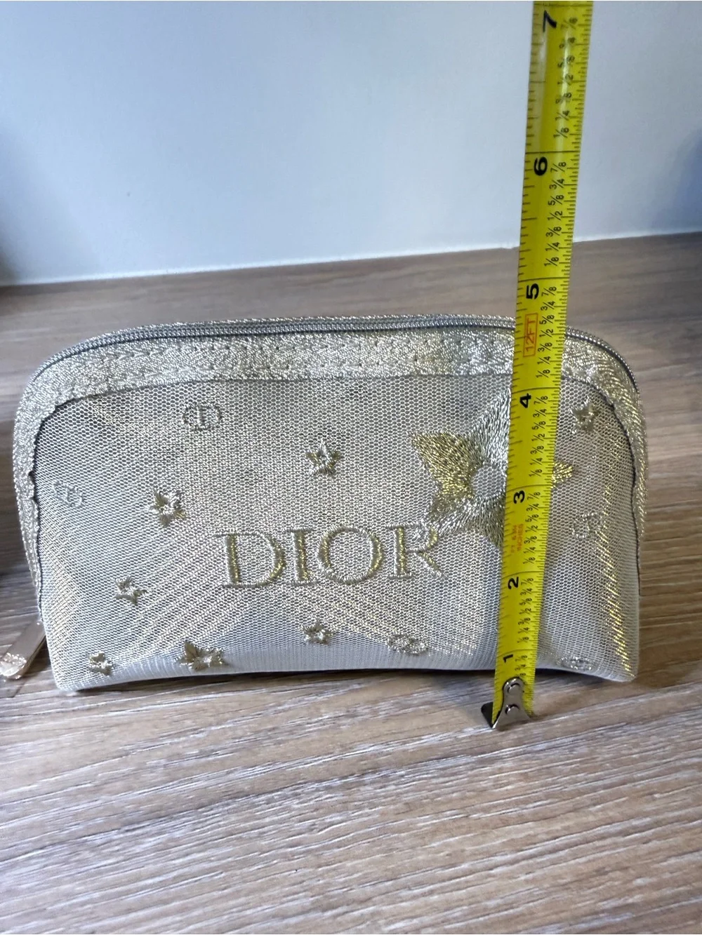 Dior Gold Embroidered Cosmetic Pouch NWT